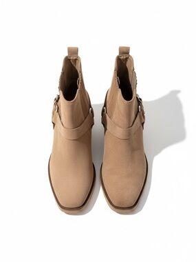 Sam Edelman Taupe Suede Harness Ankle Boots